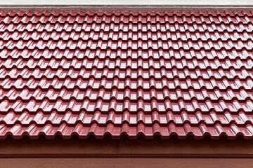 Red galvanized house roof pattern and background seamless