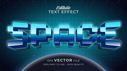Naklejka premium Space Game text effect editable retro futuristic text style