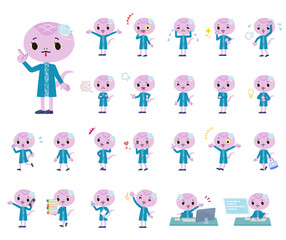 様々な感情表現をするヘビの女の子のセット