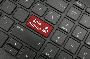 Sale online button on computer keyboard.	