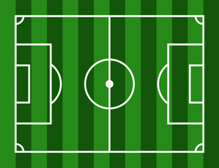 Football field vector illustration. High quality editable green soccer field with white lines
