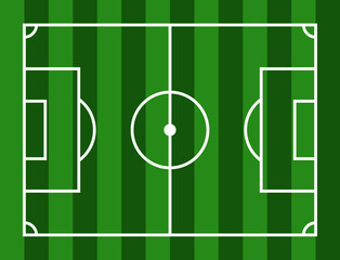 Football field vector illustration. High quality editable green soccer field with white lines