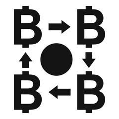 Bitcoin travel icon simple vector. Crypto coin