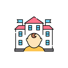 Kindergarten olor line icon. Children learning.