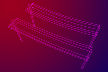Power transmission high voltage pylon. Wireframe low poly mesh vector illustration.