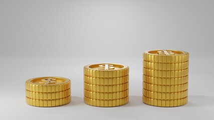 3d rendering coin stack saving.
