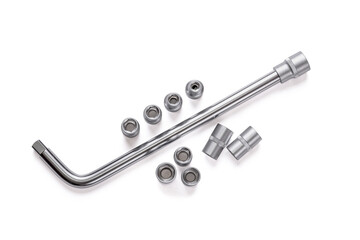 Set of socket wrenches set isolated on white background

