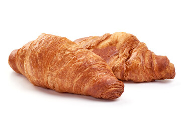 Freshly baked croissant, isolated on white background.