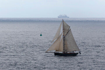Ship on sea in Brittany France