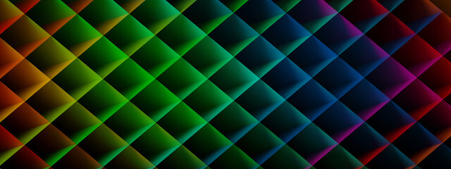 background from colored rhombuses, geometric shapes, 3d render, panoramic image