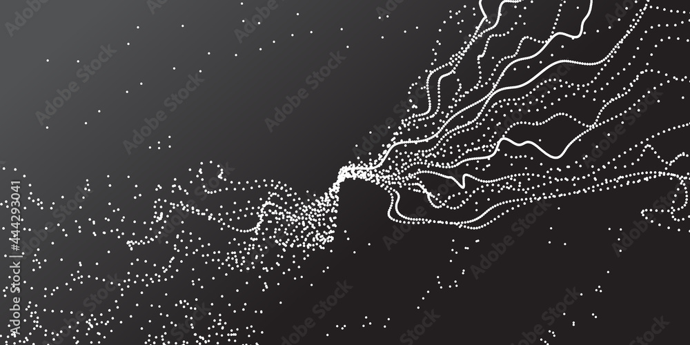 Poster abstract 3d image with particle flow movement