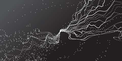 Abstract 3D image with particle flow movement