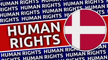 Denmark Circular Flag with Human Rights Titles - 3D Illustration