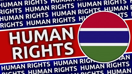 Gambia Circular Flag with Human Rights Titles - 3D Illustration