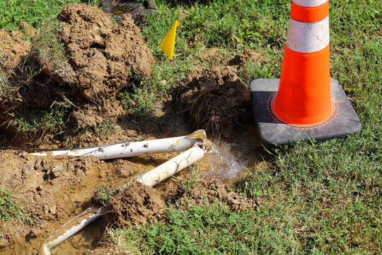 A Broken  Sump Pump PCV Pile In The Ground