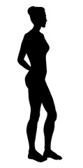 The female silhouette stands sideways. Vector drawing