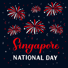 Singapore National Day calligraphy hand lettering. Singapore Independence Day typography poster. Vector template for banner, flyer, greeting card, postcard, etc.
