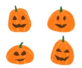Set pumpkin on white background. The main symbol of the Happy Halloween holiday. Orange pumpkin with smile for your design for the holiday Halloween.
