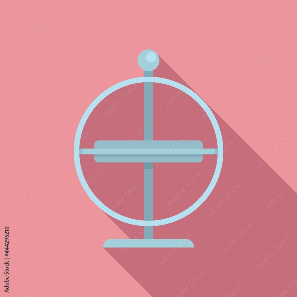 Poster physics gyroscope icon flat vector. momentum accelerometer