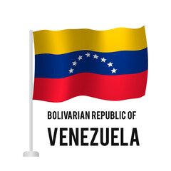 Flag of Venezuela isolated on white. Vector template for typography poster banner, flyer, sticker, greeting card, postcard