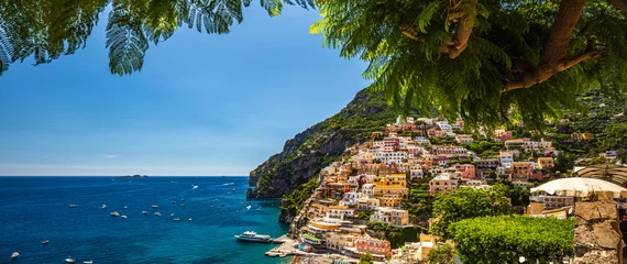 Printed roller blinds Positano beach, Amalfi Coast, Italy Picturesque city of Positano in Amalfi Coast, Campania, Italy