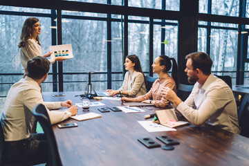 Attentive businesspeople meeting in conference hall