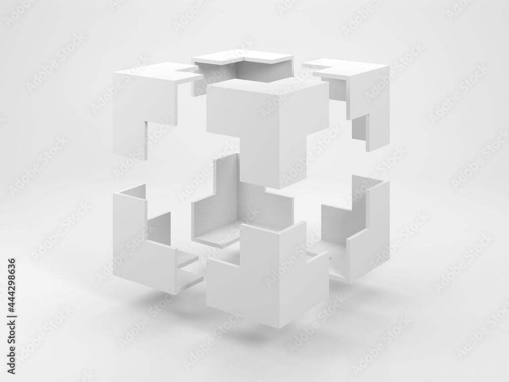 Wall mural abstract white 3d object, an empty bounding box