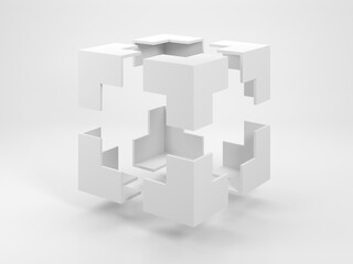 Abstract white 3d object, an empty bounding box
