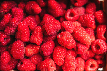 Close up texture background of raspberry berries