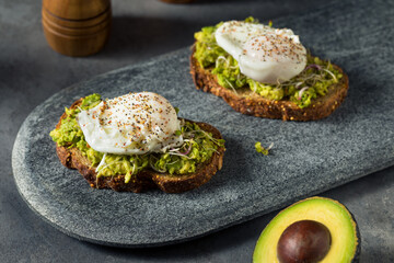 Homemade Healthy Avocado Toast with Poached Egg