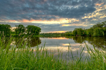 sunset over the lake