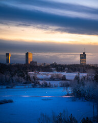 sunset over the city, Winter