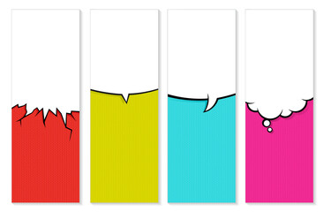 Vector colorful background in pop art retro comic style. Vector trendy editable set of templates for social media networks stories. Modern design backgrounds for flyers, cards, posters