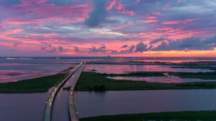 sunset over mobile bay 