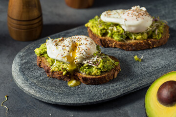 Homemade Healthy Avocado Toast with Poached Egg