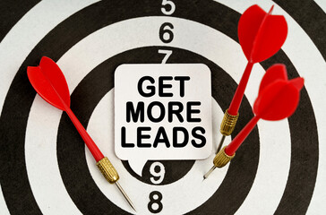 There is a sign on the target that says - GET MORE LEADS