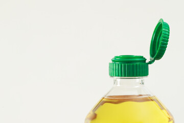 A ready-to-cook bottle of palm oil is in the kitchen.