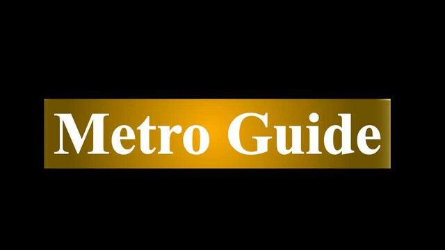 Metro Guide lower third in yellow color in alpha matte channel transparent background.