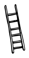 vector isolated black staircase element hand-drawn in doodle style, simple shape black outline on white background for design template. element tool for garden and household equipment