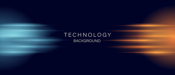 digital technology background.Abstract with blue and orange light.