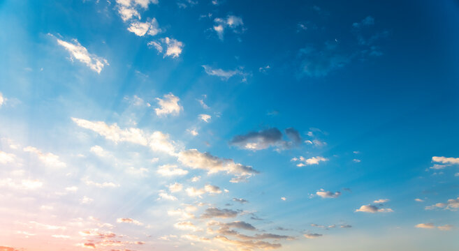 Beautiful  clouds at the sunrise sky. Nature sky background.