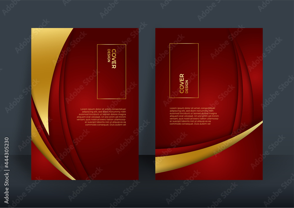 Poster abstract modern red gold geometric background. elegant luxury red golden lines. abstract background 