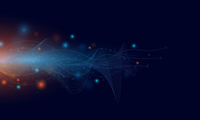 Orange and blue technology background.Science network abstract concept graphic design.
