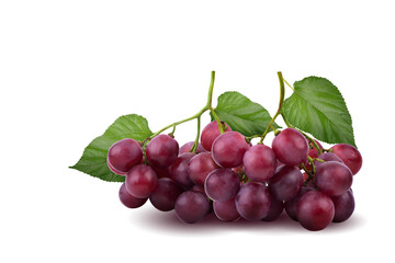 Bunches of fresh ripe red grapes on white background.