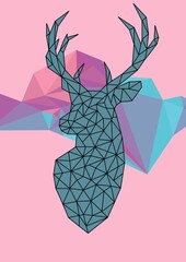 DEER HEAD LOW POLY BACKGROUND ANIMALS WILD NATURE