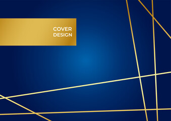 Abstract polygonal pattern luxury dark navy blue with gold. Abstract template blue geometric diagonal background with golden line. Luxury style.