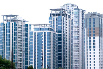 Fototapeta na wymiar High apartment buildings or skyscrapers in a new elite complex.