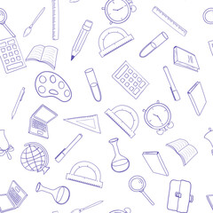 Back to school seamless vector pattern. Vector illustration for creating a background, printing on fabric or wallpaper.