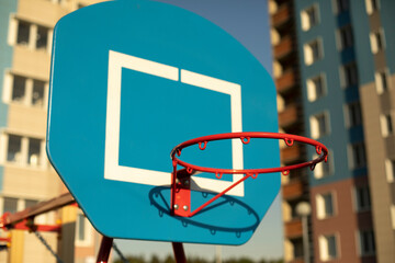 Basketball hoop on the sports ground. Ball ring.