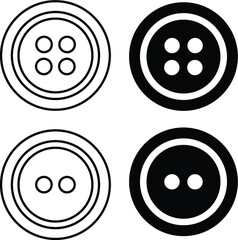 Button Outline and Silhouette Clipart Set